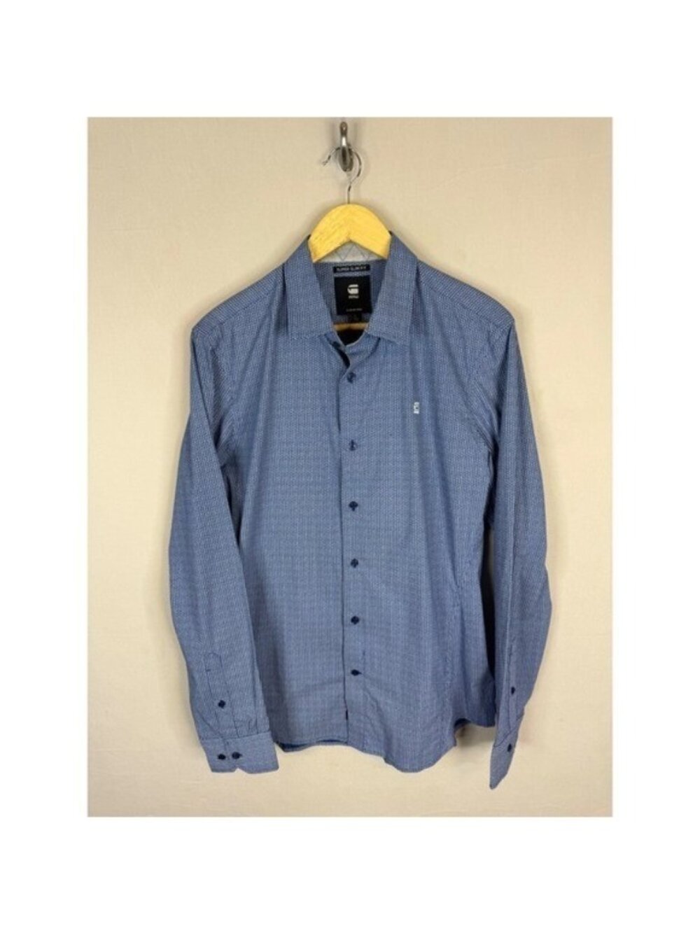 G-Star Raw Mens Dressed Super Slim Fit Shirt Blue Geometric Print L D17027-C289